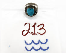 Navajo Ring 925 Silver Natural Mined Blue Gem Turquoise Signed HY C.80's