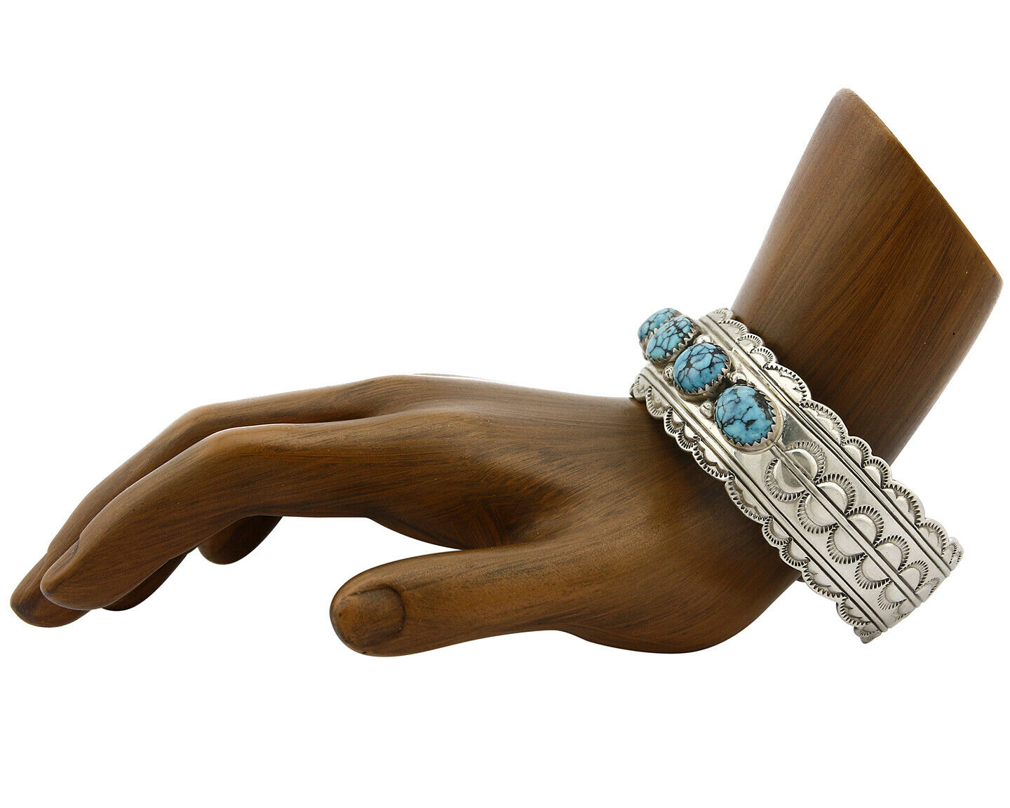 Navajo Bracelet .925 Silver Southwest Spiderweb Turquoise Artist Denetdale C80s