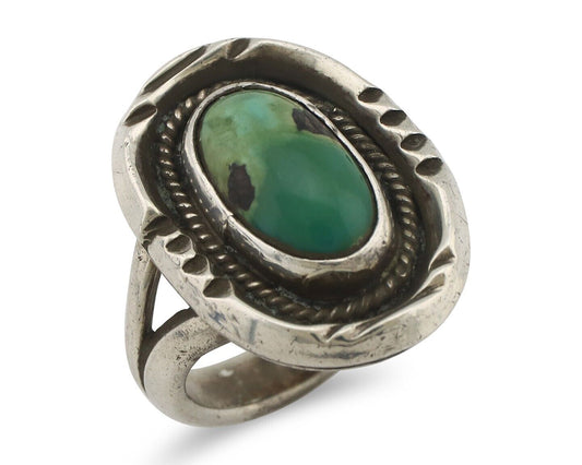 Navajo Handmade Ring 925 Silver Kingman Turquoise Native Artist C.80's