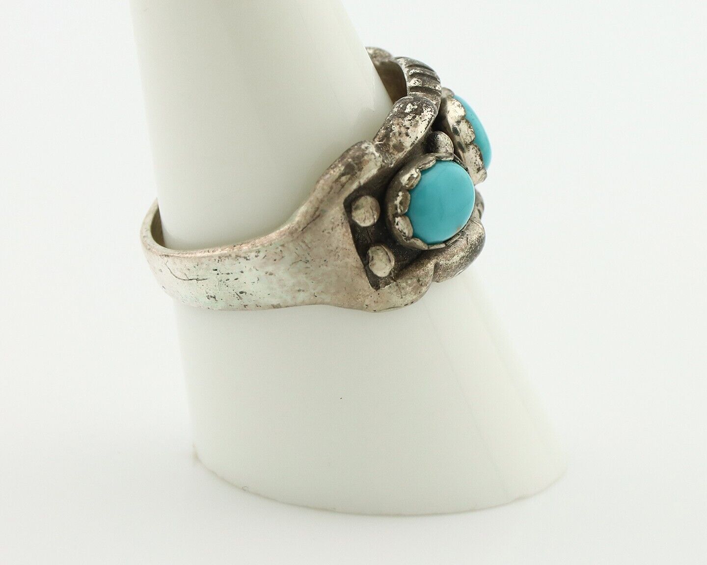 Navajo Ring .925 Silver Natural Blue Turquoise Native American Artist C.80's