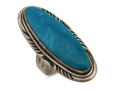 Navajo Ring 925 Silver Nevada Blue Turquoise Artist Signed D Zachary C.80s