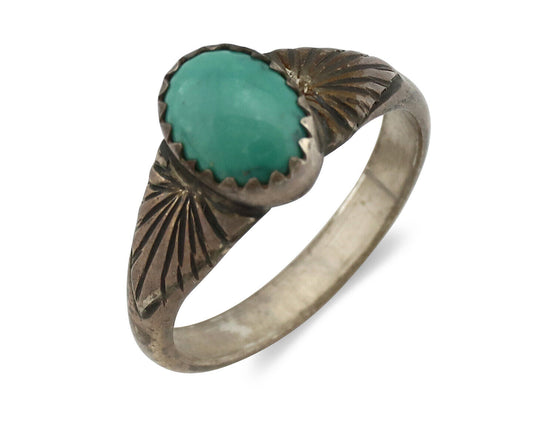 Navajo Ring 925 Silver Natural Mined Turquoise Native Artist C.80's