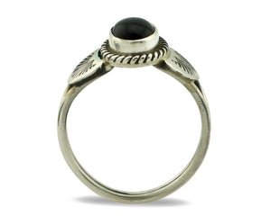 Navajo Ring 925 Silver Natural Mined Black Onyx Native American Artist C.80's