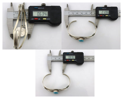 Navajo Bracelet 925 Silver Natural Blue Turquoise Native American Artist C.80's