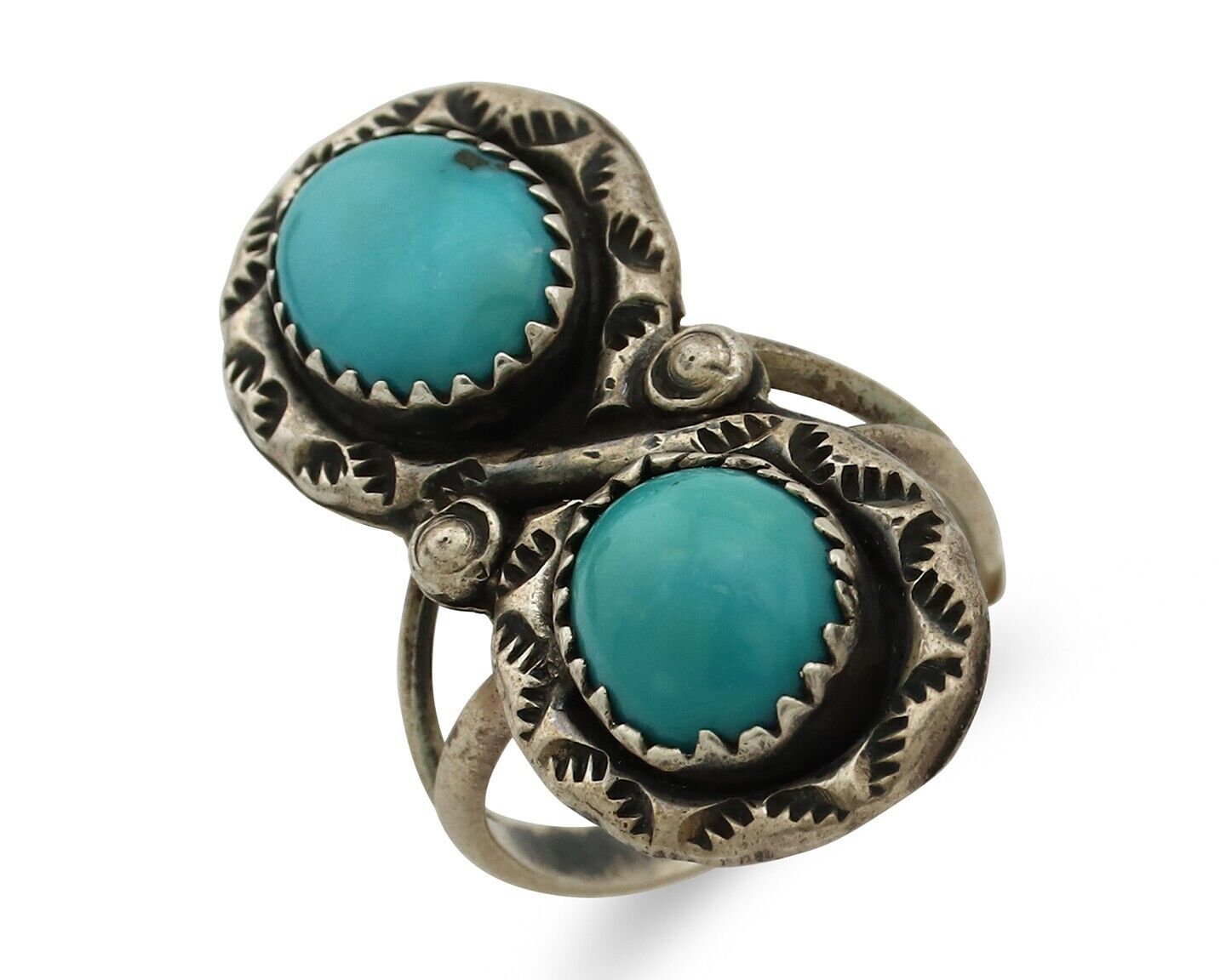 Navajo Ring .925 Silver Manassas Turquoise Native American Artist C.80's