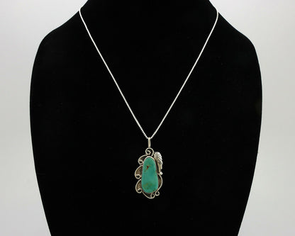 Navajo Necklace .925 Silver Kingman Turquoise Native Artist C.1980's