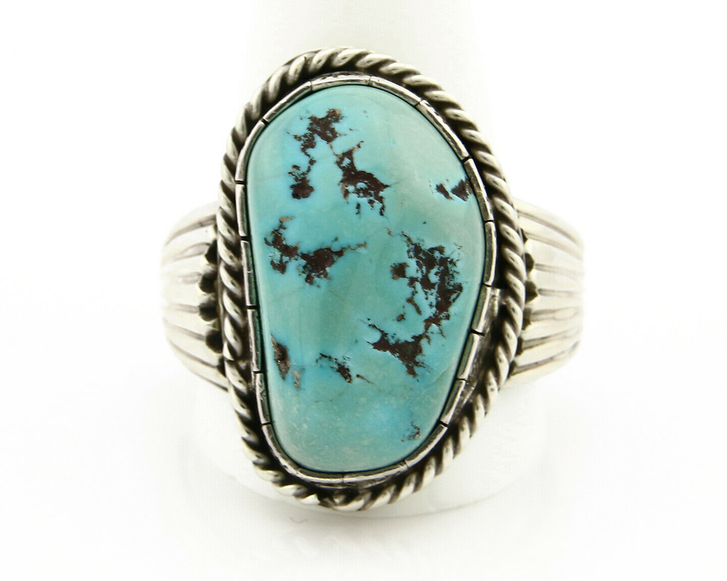 Navajo Turquoise Ring .925 Silver Handmade Signed Artist Begay C.80's