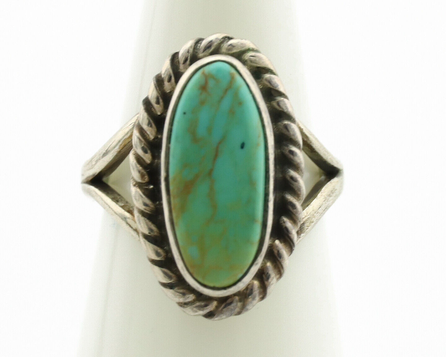 Navajo Ring .925 Silver Kingman Turquoise Artist Signed Gecko C.80's