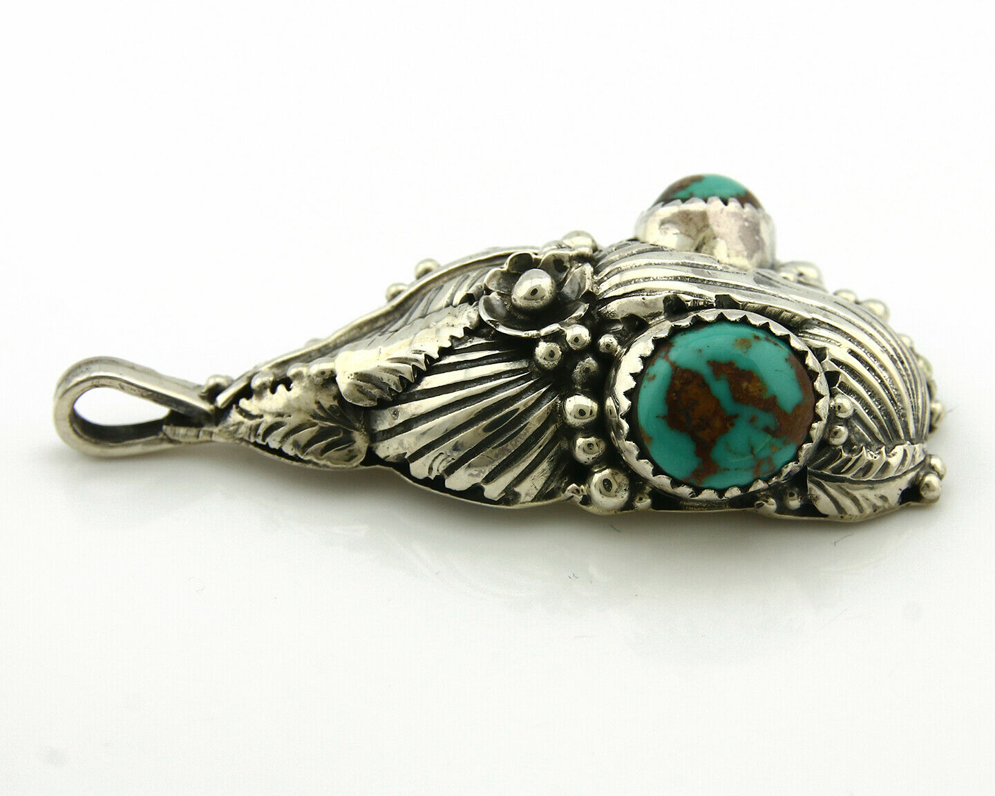 Navajo Pendant .925 Silver Bisbee Turquoise Signed Tom Willeto C.80's