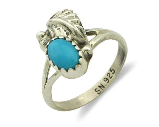 Navajo Ring .925 Silver Natural Blue Turquoise Artist Signed SN C.80's