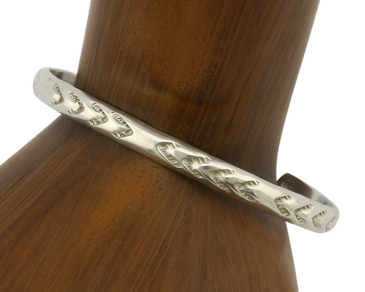 Navajo Bracelet .925 Silver Hand Stamped Arrow Head Artist Montoya C.80's