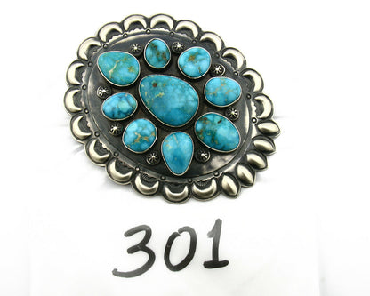 Navajo Morenci Turquoise Pendant .925 Silver Artist Paul J Begay C.80's