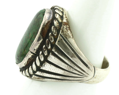 Navajo Ring .925 Silver Cripple Creek Turquoise Signed C Montoya C.80's