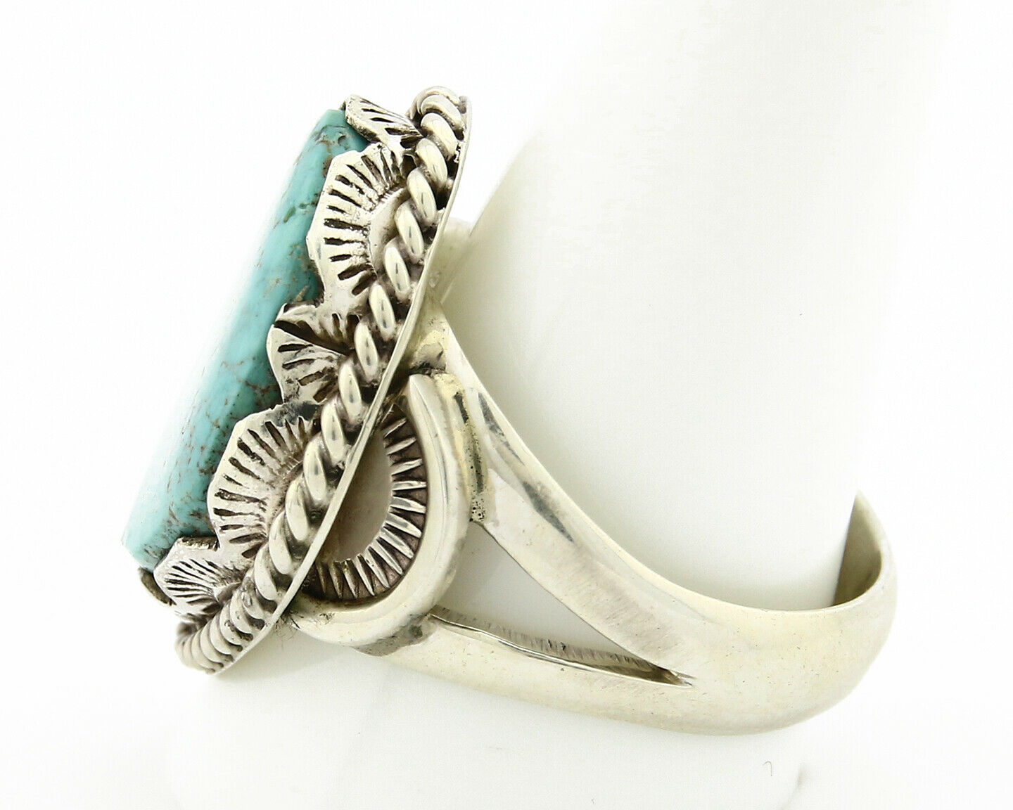 Navajo Turquoise Ring .925 Silver Handmade Signed Begay C.80's