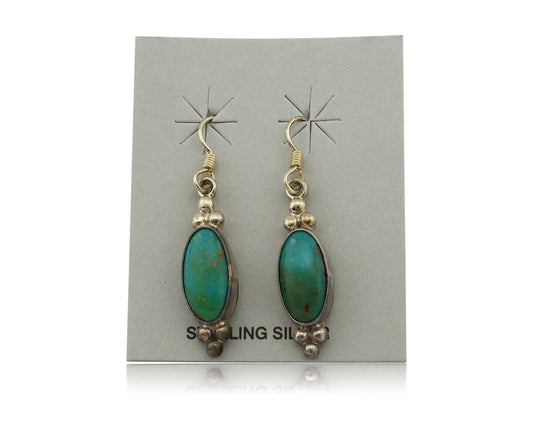 Navajo Earrings 925 Silver Blue Gem Turquoise Native American Artist C.80's