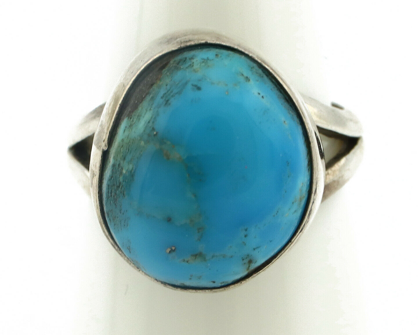 Navajo Ring .925 Silver Natural Blue Turquoise Signed Apache C.80's