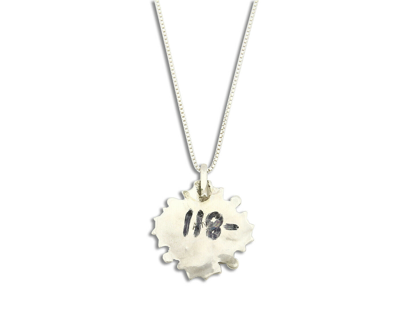 Women's Zuni Pendant .925 Silver Gemstone Signed AN Necklace