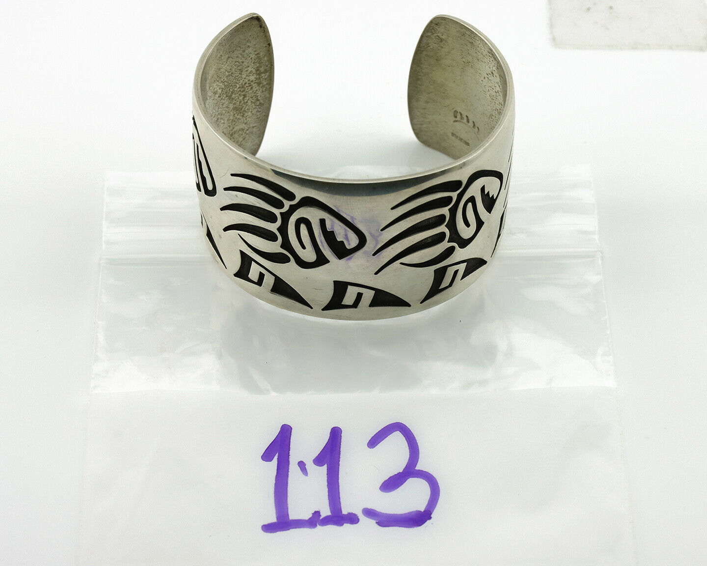 Hopi Claw Overlay Bracelet .925 Silver Artist Signed Bear Paw C.90's