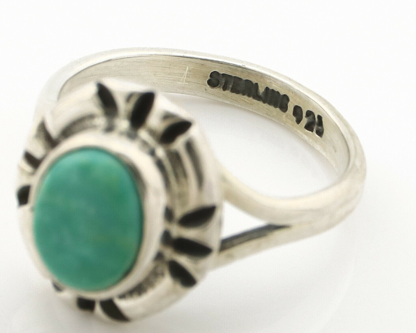 Navajo Ring .925 Silver Kingman Turquoise Artist Signed Gecko C.90's