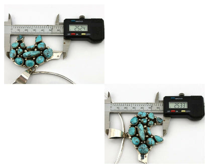 Navajo Necklace .925 Silver Morenci Turquoise Bea Tom C.80's