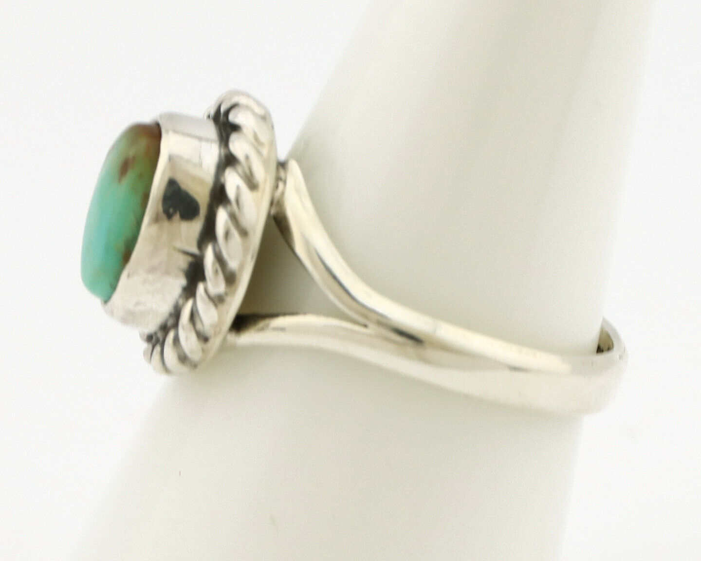 Navajo Ring .925 Silver Kingman Turquoise Artist Signed Gecko C.90's