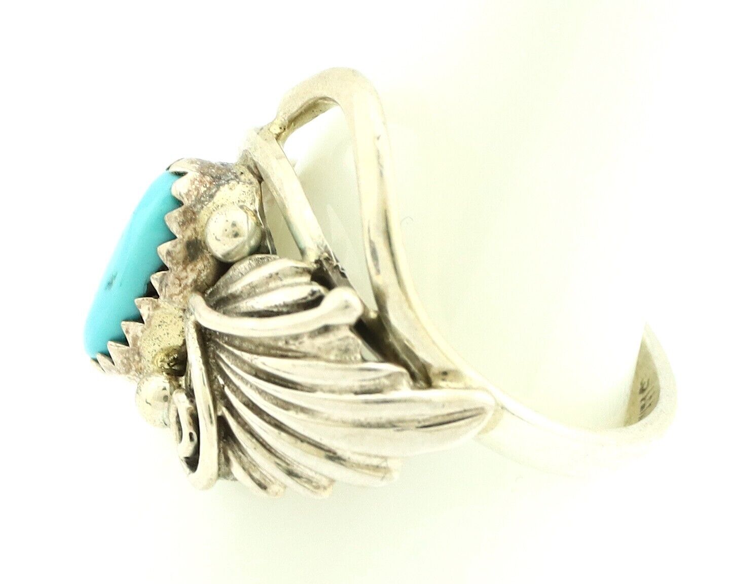 Navajo Ring .925 Silver Sleeping Beauty Turquoise Native Artist C.80's