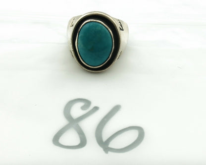 Navajo Blue Gem Turquoise Silver Artist Signed DZ C.80's