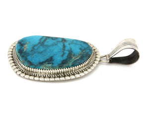 Navajo Pendant .925 Silver Blue Turquoise Signed Artist LTB C.80's
