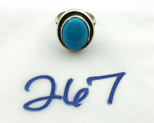 Navajo Ring .925 Silver Blue Turquoise Handmade Native American Artist C80s
