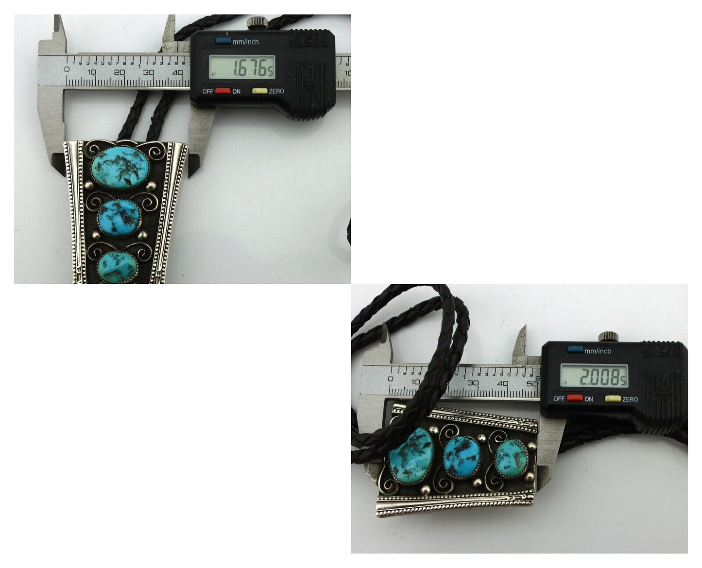 Navajo Bolo Necktie 925 Silver Sleeping B Turquoise Native American Artist C.80s