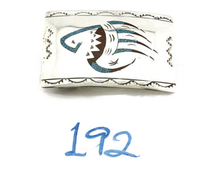 Navajo Belt Buckle .925 Silver Signed Artist HB Chip Inlay C.80's