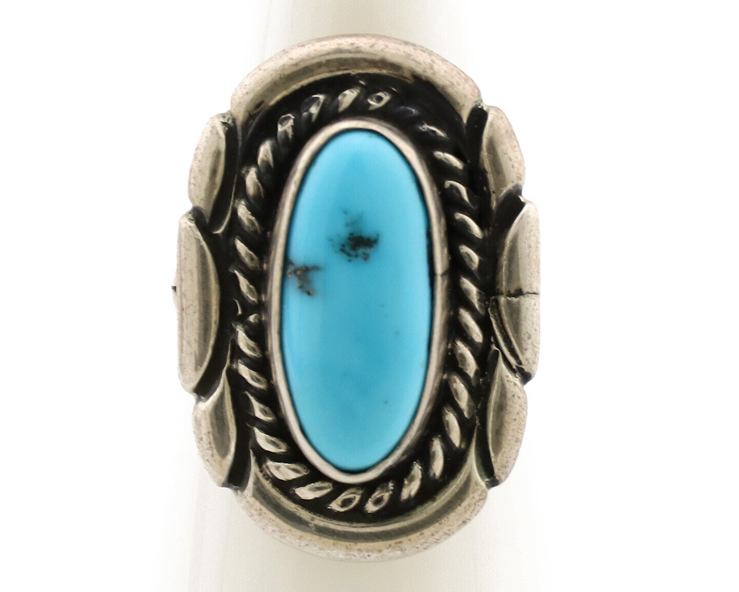 Navajo Ring .925 Silver Sleeping Beauty Turquoise Artist Signed M Montoya C.80's