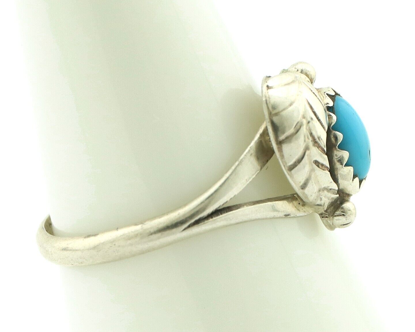 Navajo Ring .925 Silver Natural Blue Turquoise Artist Signed DT C.80's