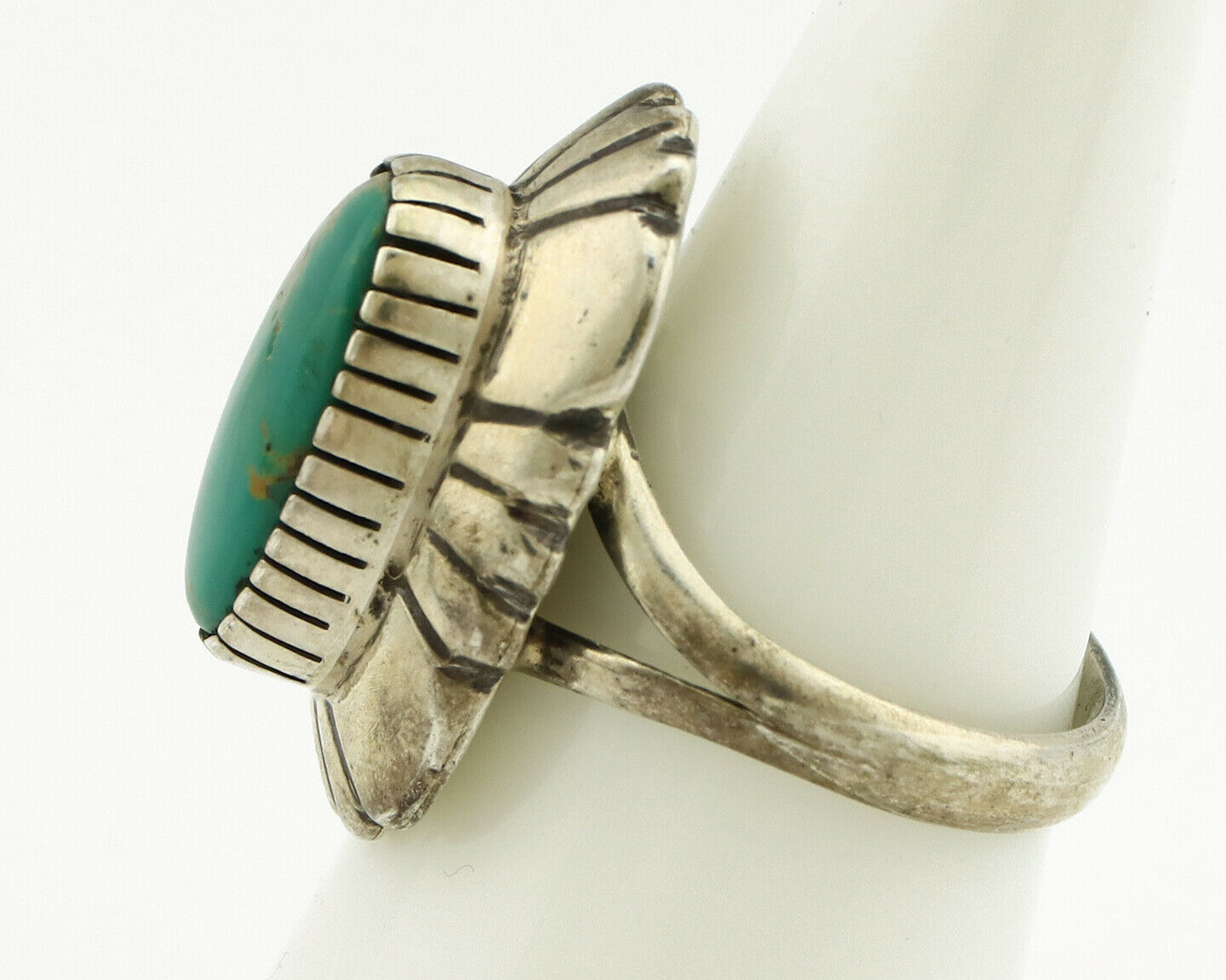 Navajo Ring 925 Silver Green Turquoise Artist Signed M Montoya C.80's