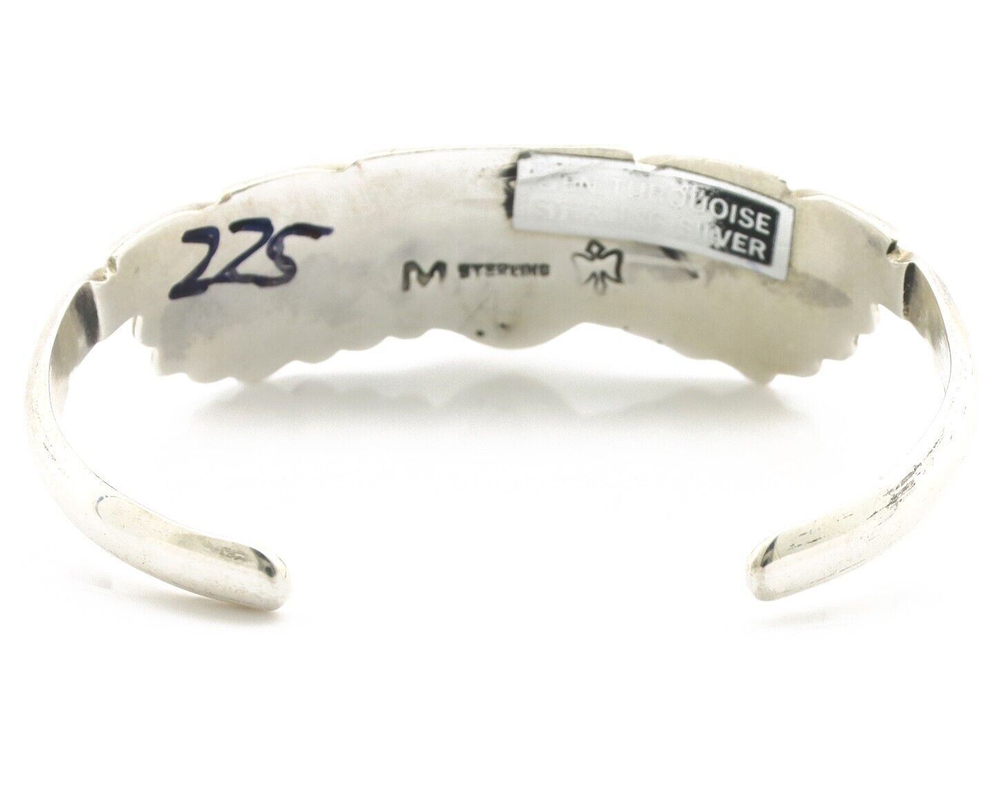 Navajo Bracelet 925 Silver Sleeping Beauty Turquoise Artist Signed M Montoya C80