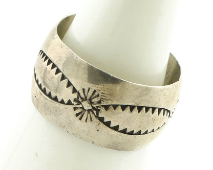 Navajo Ring 925 Silver Artist Signed PZ Hand Stamped C.80's