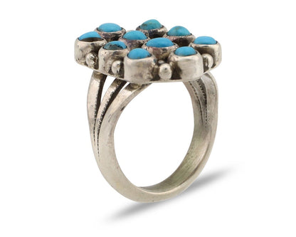 Navajo Ring .925 Silver Natural Blue Turquoise Artist Signed LP C.80's