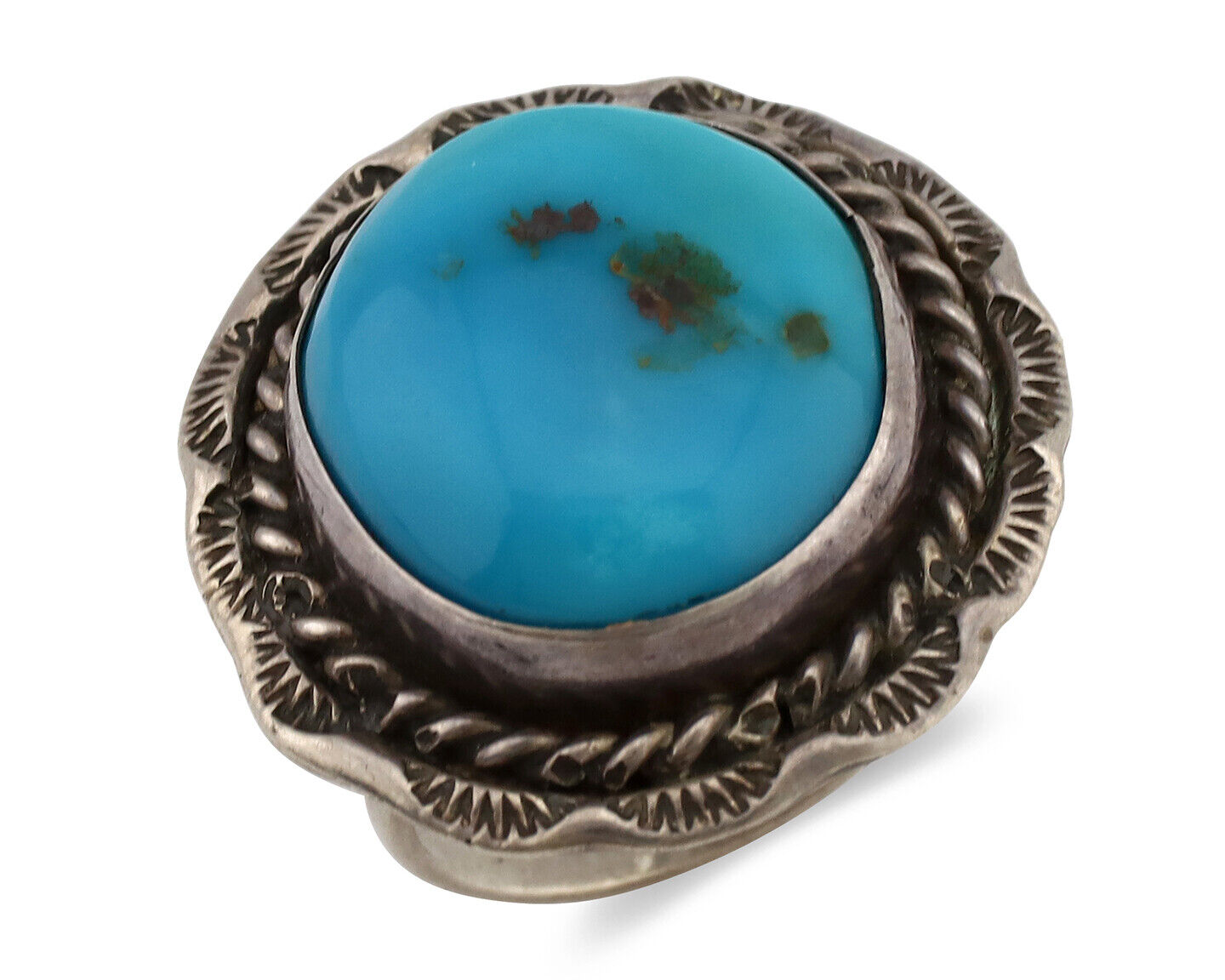 Navajo Ring .925 Silver Blue Turquoise Native Artist C.80's