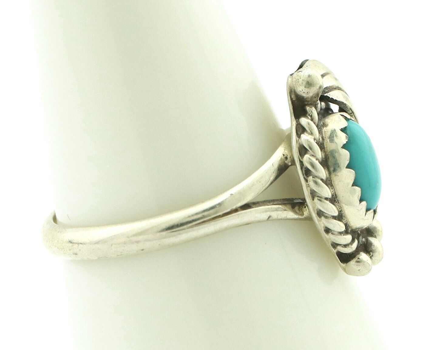 Navajo Ring .925 Silver Natural Blue Turquoise Artist Signed SN C.80's