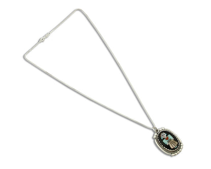 Women's Zuni Pendant .925 Silver Gemstone Handmade Signed John Cly Necklace