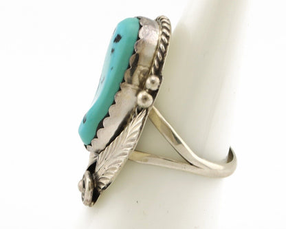 Navajo Ring 925 Silver Sleeping Beauty Turquoise Signed Justin Morris C.80's