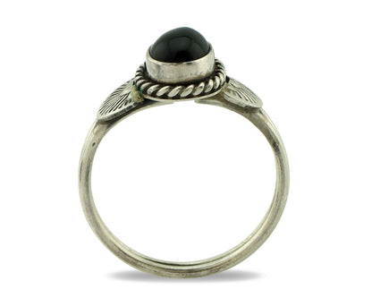 Navajo Ring 925 Silver Natural Mined Black Onyx Native American Artist C.80's