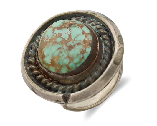 Navajo Ring .925 Silver Spiderweb Turquoise Native American Artist C.1980's