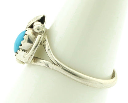 Navajo Ring .925 Silver Natural Blue Turquoise Artist Signed DT C.80's