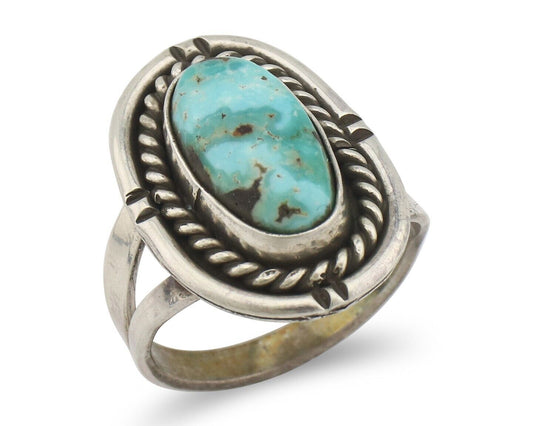 Navajo Handmade Ring 925 Silver Royston Turquoise Native Artist C.80's
