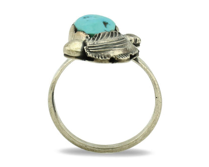 Zuni Ring 925 Silver Natural Blue Turquoise Artist Signed Simplicio C.80's