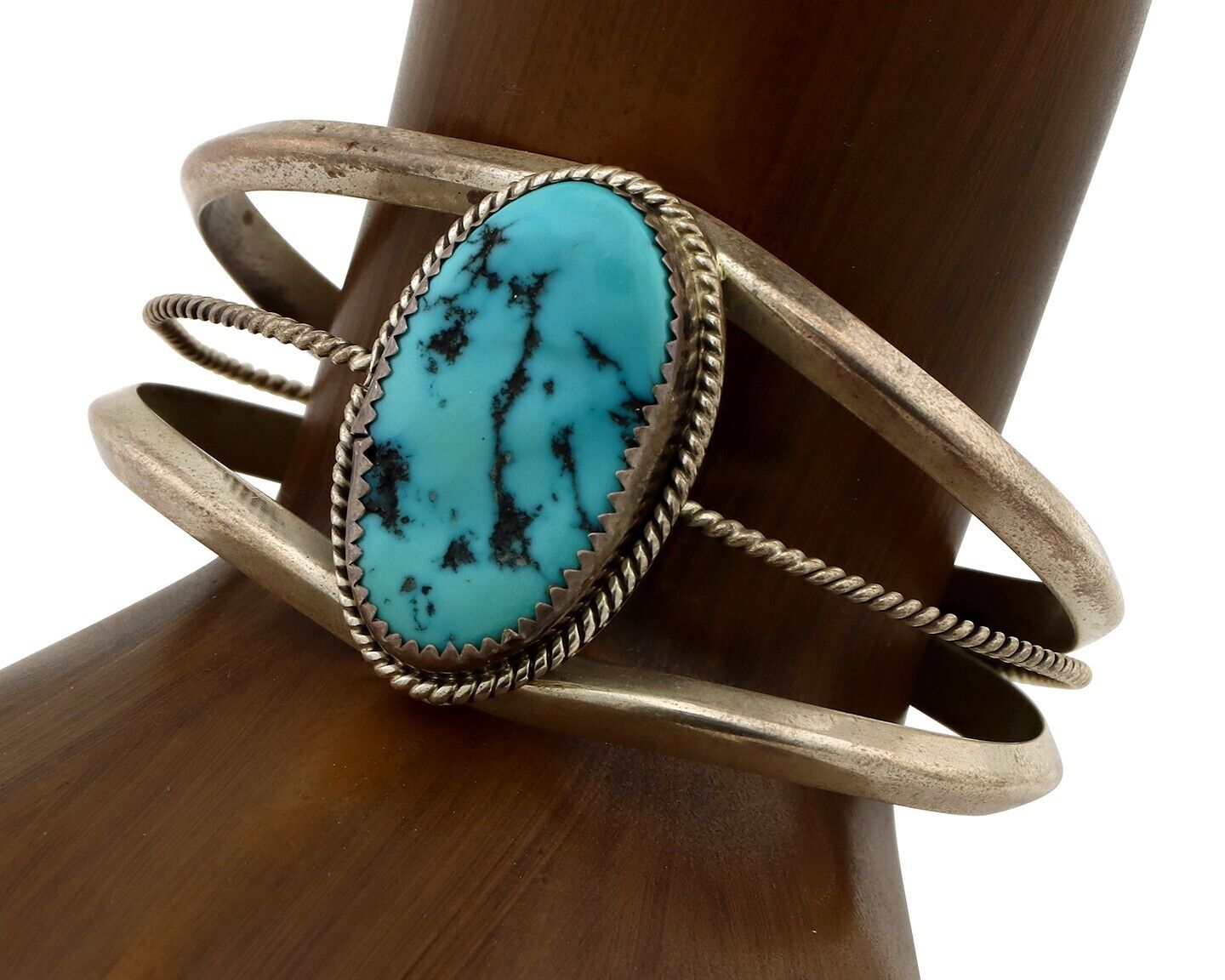 Navajo Cuff Bracelet 925 Silver Natural Blue Turquoise Native American Artist