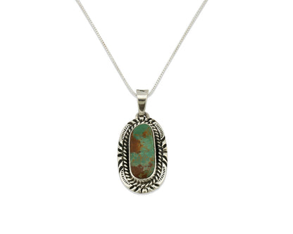 Navajo Kingman Turquoise Pendant .925 Silver Hand Stamped Signed Gecko C.80's