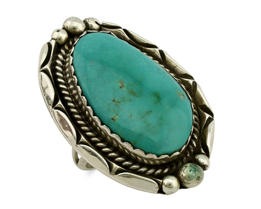 Navajo Ring .925 Silver Royston Turquoise Native American Artist C.80's