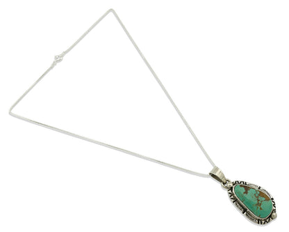 Navajo Necklace .925 Silver Kingman Turquoise Signed Tepee C.1980's